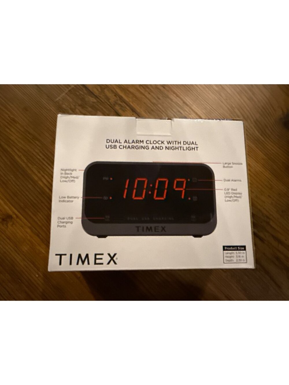 Timex Digital Dual Alarm Clock with USB Ports & Night Light New In Box